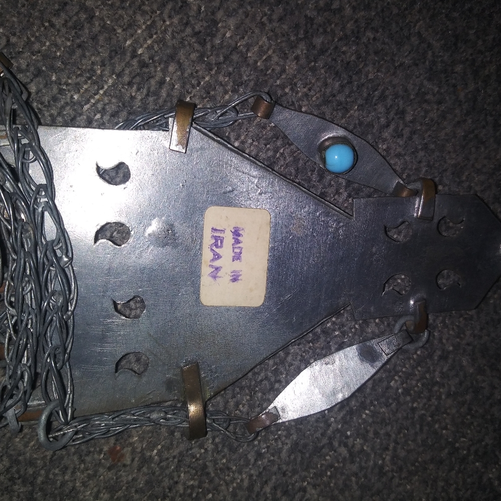 HTF Rare Nassims iron bib necklaces with cabachons 60s vintage - Picture 10 of 12